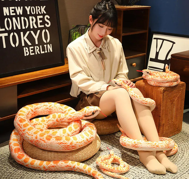Artificial Python Plush Toy Long Snake Yellow Orange Green Python Plush Toy Decorate The House Holiday Decorations