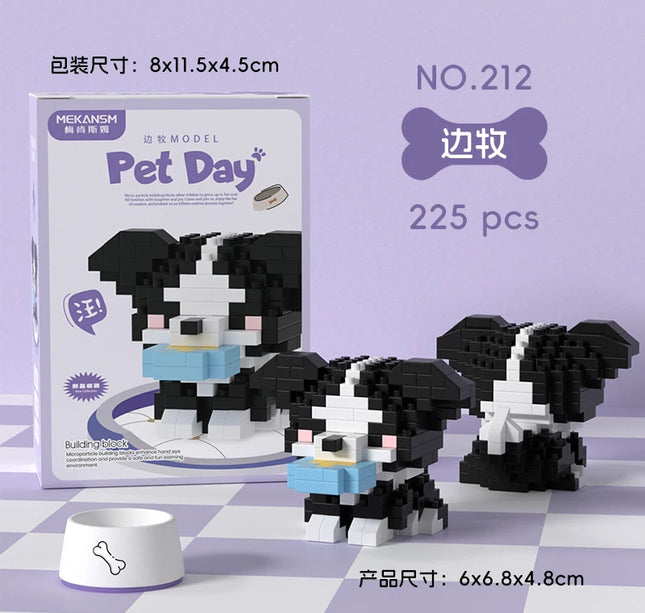 HUIQIBAO MINI Cute Pet Dog Cat Micro Building Block Model Set Kids City Cartoon Animal Diamond Bricks Educational Toys for Adult