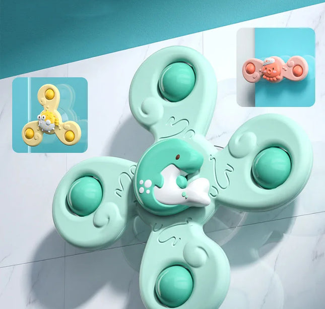 Suction Cup Bath Toys – 3pcs Spinning Rattles for Baby Fun & Education
