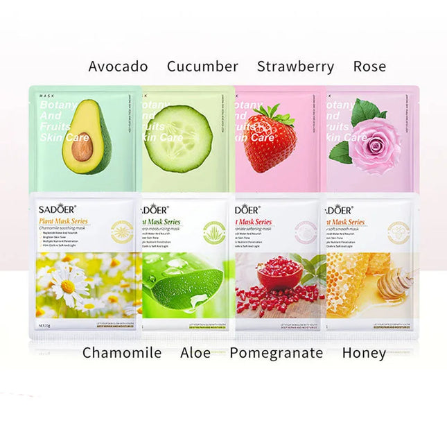 8pcs Natural Plant Face Mask Beauty Skincare Facial Masks Moisturizing Firming Hydrating Facial Mask Face Care Korean Cosmetics
