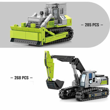 SEMBO Engineering Vehicle Building Kit – MOC Excavator & Mixer Truck Bricks Set for Boys DIY Educational Gifts