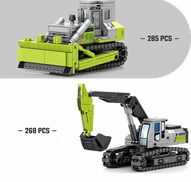 SEMBO Engineering Vehicle Building Kit – MOC Excavator & Mixer Truck Bricks Set for Boys DIY Educational Gifts