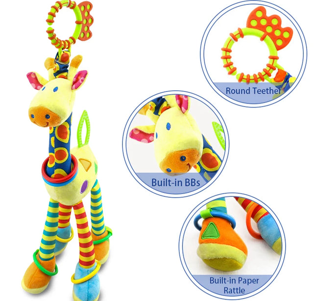 Soft Giraffe Hand Bell Rattle – Plush Hanging Sensory Toy for Baby Walkers, Beds & Early Education