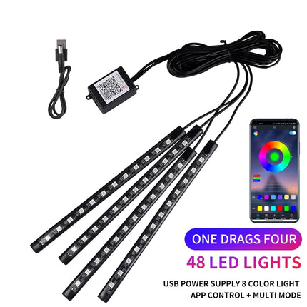 LED Car Ambient Light Kit – RGB Interior Strip with Music, Remote & App Control
