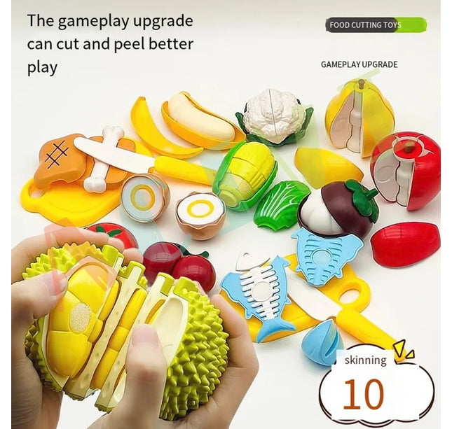 Kid Pretend Play Kitchen Fun Cutting Fruits and Vegetables Food Play House Set Puzzle Education Toys For Kids Boys Girls Gifts
