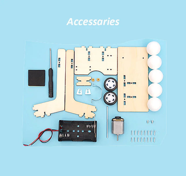 DIY Wooden Puzzle Pitching Machine STEM Toys Technologia Science Experimental Tool Kit Learning Education Games for Kids