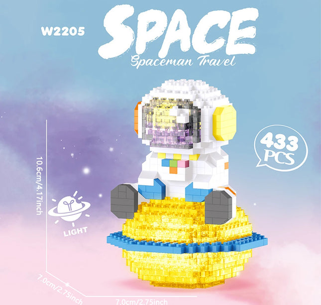Knew Built Luminous Astronaut Moon Blocks – LED Micro Brick Building Set for Adults & Educational Tech Toy