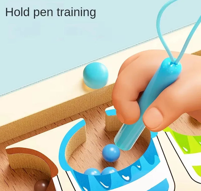 Montessori Magnetic Maze Game – Color Sorting & Fine Motor Training Toy with Pen Control for Kids Sensory Play