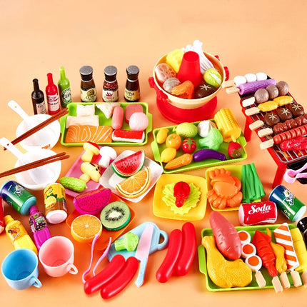 Kids Pretend Kitchen Playset – Simulation BBQ & Cooking Toys for Girls Educational Play House Fun