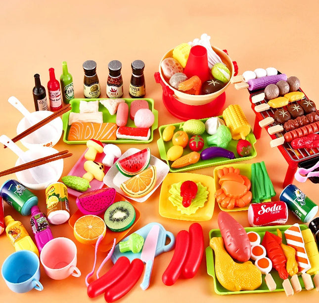 Kids Pretend Kitchen Playset – Simulation BBQ & Cooking Toys for Girls Educational Play House Fun
