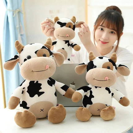Small Cow Plush Toy – 25–35cm Soft Stuffed Cartoon Animal Doll for Kids Birthday & Holiday Gift
