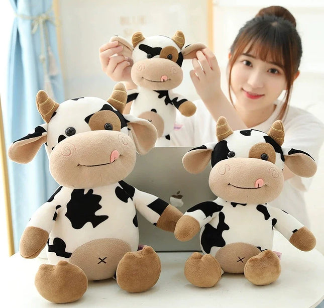 Small Cow Plush Toy – 25–35cm Soft Stuffed Cartoon Animal Doll for Kids Birthday & Holiday Gift