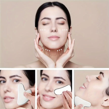 1pices Gua Sha Board Beauty Skin Care Facial Tool Stainless Steel GuaSha Massage Tool Natural Universal Facial Silver Metal