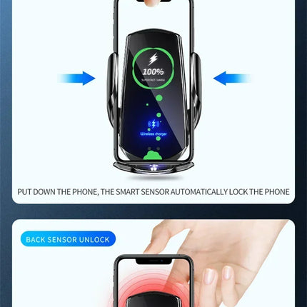 15W Car Magnetic Wireless Charger Automatic Car Mount Phone Holder For iPhone 16 15 For SamsungInfrared Induction Fast Charging