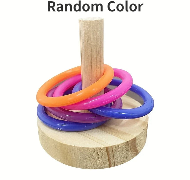 Wooden Parrot Ring Toy – Interactive Educational Exercise Toy for Parakeets & Birds, Random Color