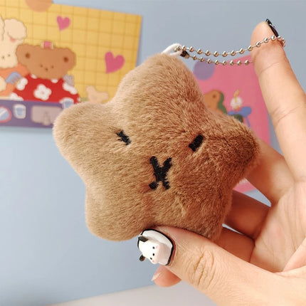 Capybara Plush Keychain – Soft Stuffed Cartoon Doll with Star Squeak Toy for Bag, Backpack & Car Pendant