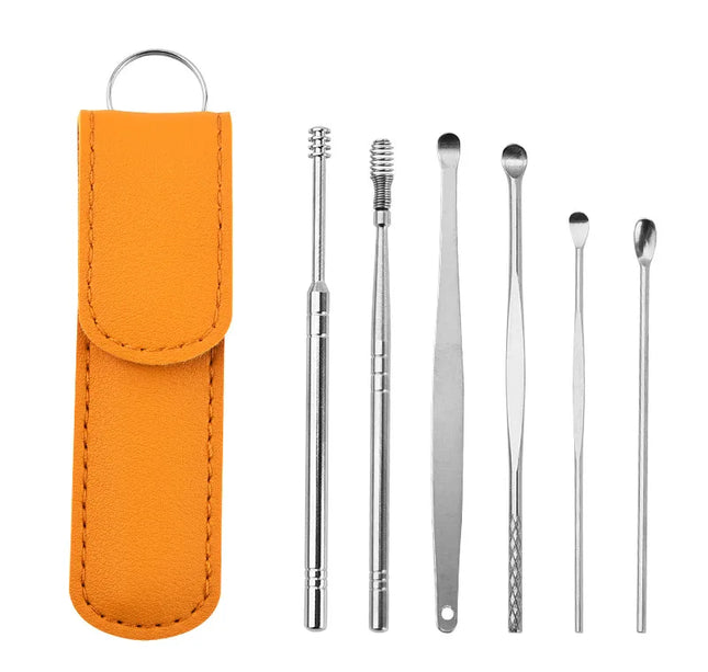 6Pcs/set ear cleaner Ear Wax Pickers Stainless Steel Earpick Wax Remover piercing kit earwax Curette Spoon Care Ear Clean Tools