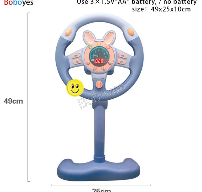 Infant Electric Steering Wheel Toy – Simulation Light & Sound Educational Vocal Toy for Stroller Play