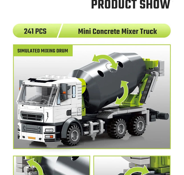 SEMBO Engineering Vehicle Building Kit – MOC Excavator & Mixer Truck Bricks Set for Boys DIY Educational Gifts