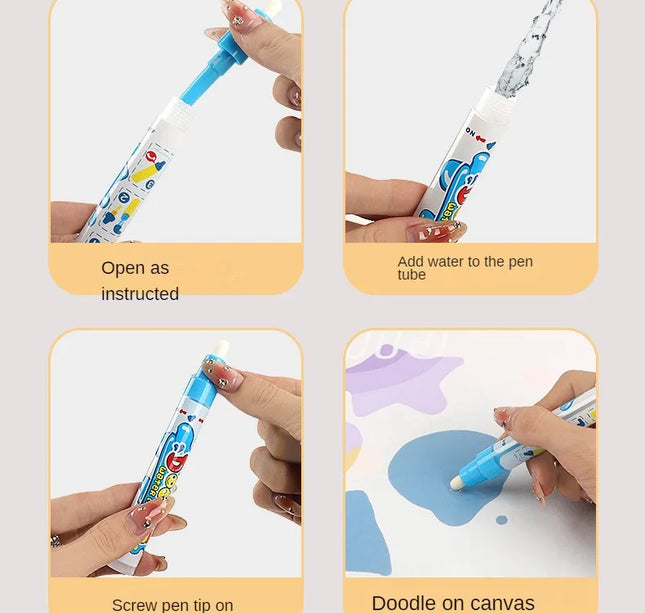 100x80cm Magic Water Drawing Mat – Reusable Doodle Board with Pens Montessori Educational Toy for Kids Gifts