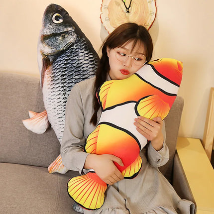 3D Goldfish Plush Pillow – 40/60cm Soft Stuffed Carp Cushion Toy for Kids & Creative Sofa Decor Gift