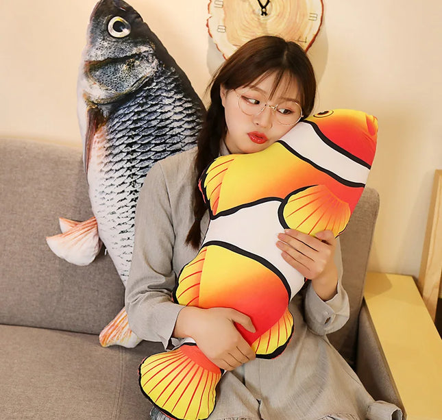 3D Goldfish Plush Pillow – 40/60cm Soft Stuffed Carp Cushion Toy for Kids & Creative Sofa Decor Gift