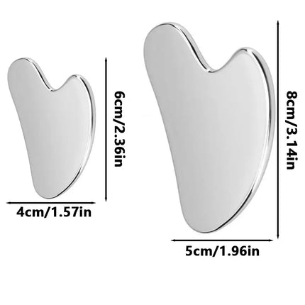 1pices Gua Sha Board Beauty Skin Care Facial Tool Stainless Steel GuaSha Massage Tool Natural Universal Facial Silver Metal