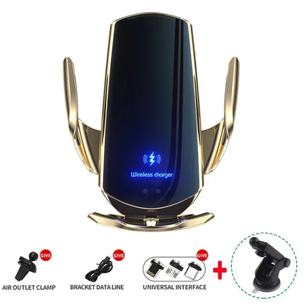 15W Car Magnetic Wireless Charger Automatic Car Mount Phone Holder For iPhone 16 15 For SamsungInfrared Induction Fast Charging