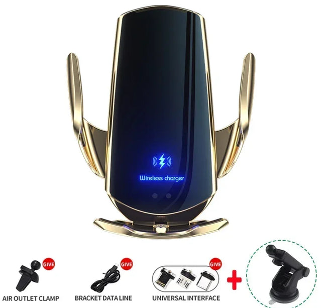 15W Car Magnetic Wireless Charger Automatic Car Mount Phone Holder For iPhone 16 15 For SamsungInfrared Induction Fast Charging