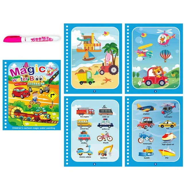 Children Early Education Toys Magical Book with Pen Water Drawing  Toys Gift Reusable Coloring Book Magic Drawing Book