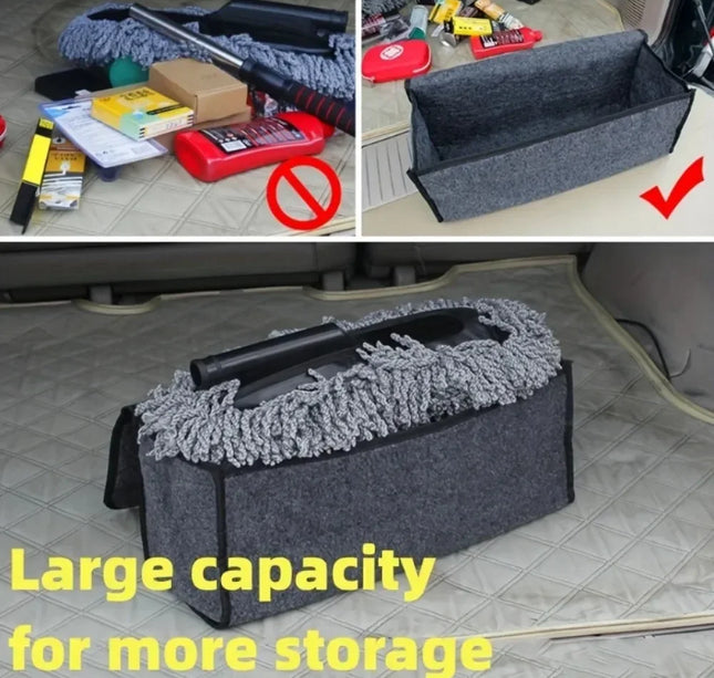 Car Trunk Storage Organizer – Gray Anti-Slip Felt Box for Tools & Boot Compartment