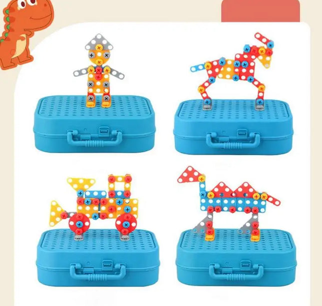 Children Toys Tool Set Electric Drill Screw Nut 3D Puzzle Toys Pretend Play Dinosaur Drilling Assembly Educational Toys for Boys