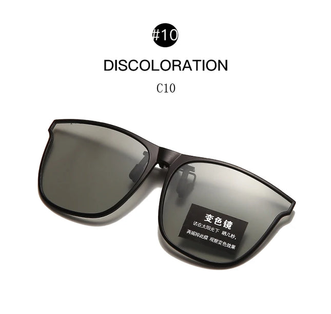 Men's Clip-On Polarized Sunglasses – Vintage Square Photochromic Night Vision Driving Glasses