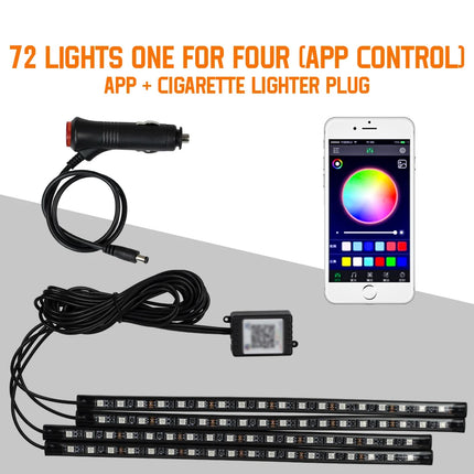 RGB Car Atmosphere Lights – LED Interior Footwell Strip with USB, Remote & Sound Control