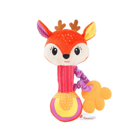 Baby Rattle Plush Toy – Soft Stuffed Animal Shaker with Crinkle & Squeaky Sensory Grip for Toddler Travel & Gifts