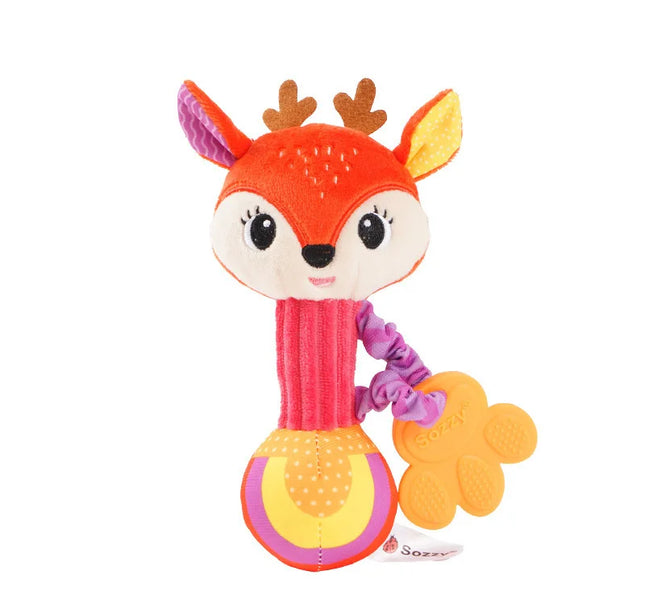 Baby Rattle Plush Toy – Soft Stuffed Animal Shaker with Crinkle & Squeaky Sensory Grip for Toddler Travel & Gifts