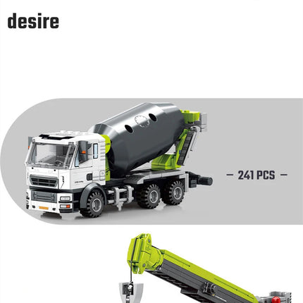 SEMBO Engineering Vehicle Building Kit – MOC Excavator & Mixer Truck Bricks Set for Boys DIY Educational Gifts