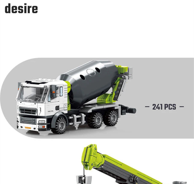 SEMBO Engineering Vehicle Building Kit – MOC Excavator & Mixer Truck Bricks Set for Boys DIY Educational Gifts