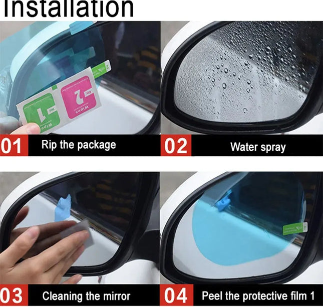 Rearview Mirror & Side Window Film – 2pcs Anti-Fog Rainproof Car Protection Stickers
