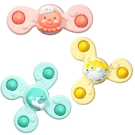 Suction Cup Bath Toys – 3pcs Spinning Rattles for Baby Fun & Education