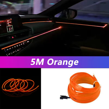 5M Car Interior LED Strip Light – Flexible Neon EL USB Ambient Lighting for DIY Auto & Party Decoration