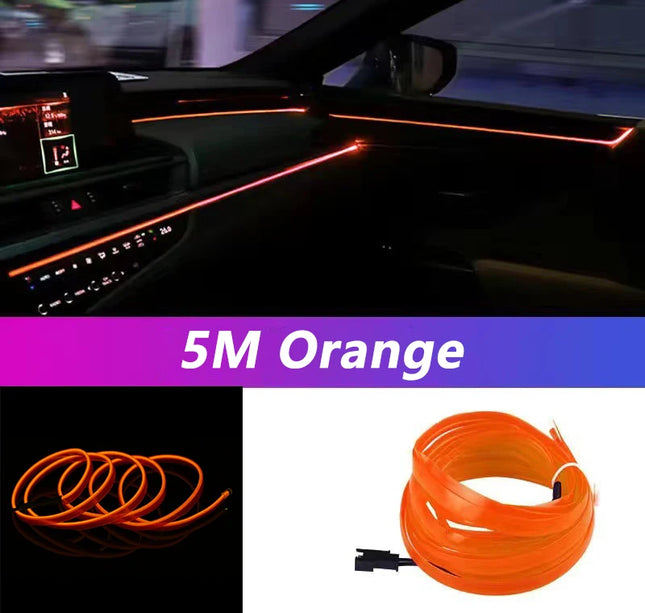 5M Car Interior LED Strip Light – Flexible Neon EL USB Ambient Lighting for DIY Auto & Party Decoration