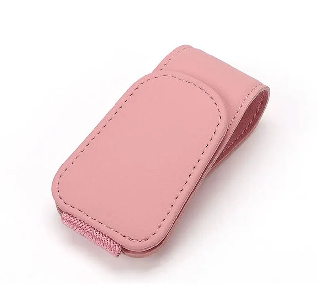 Car Sun Visor Glasses Clip – Magnetic Leather Holder for Eyeglasses & Sunglasses