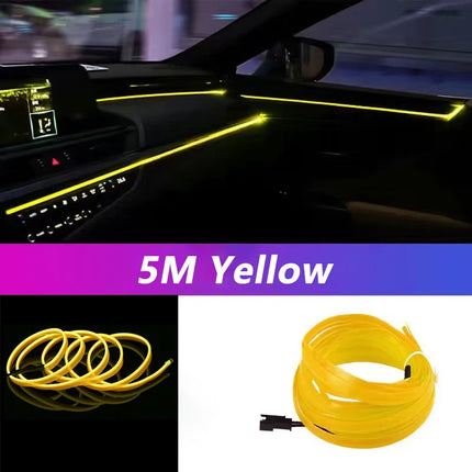 5M Car Interior LED Strip Light – Flexible Neon EL USB Ambient Lighting for DIY Auto & Party Decoration