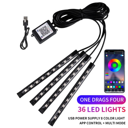 LED Car Ambient Light Kit – RGB Interior Strip with Music, Remote & App Control