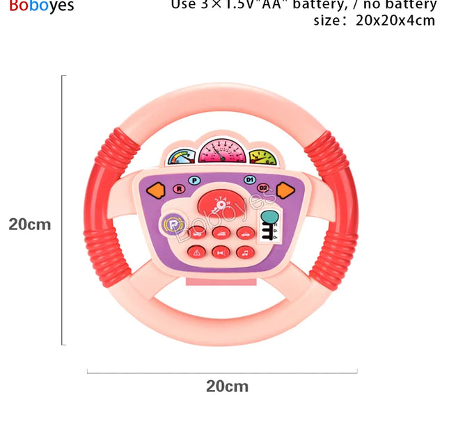 Infant Electric Steering Wheel Toy – Simulation Light & Sound Educational Vocal Toy for Stroller Play