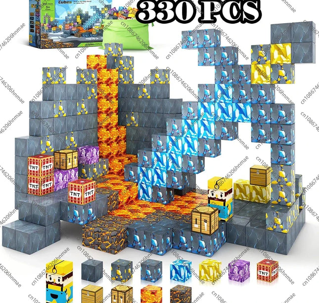 Magnetic Building Blocks Mine World Magnet Cube Set for Boy Girl Kid Age 3+ DIY Model Children STEM Educational Sensory Toy