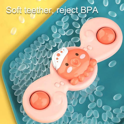 Baby Suction Cup Spinner Toys – 3pcs Bath Rattles & Educational Fidget Set for Boys