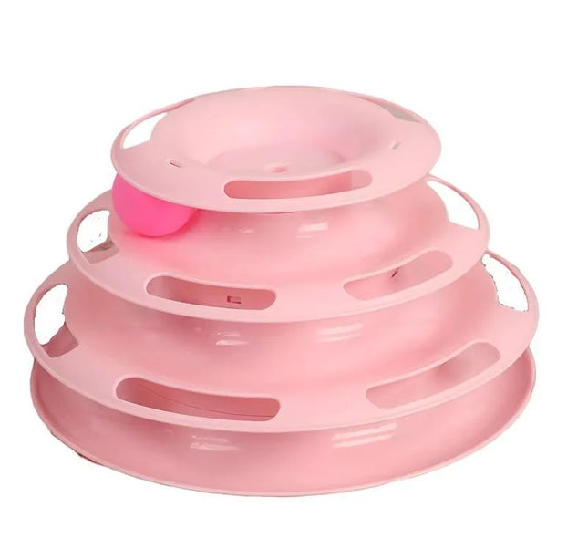 Pet cat toy Three-layer ball cat Turntable Cat interactive educational track toy cat space tower play plate