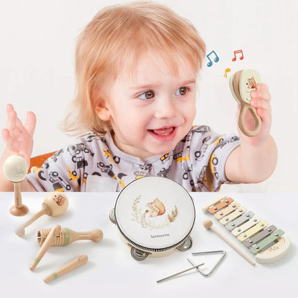 Montessori Musical Instruments Set – Wooden Drum & Xylophone Toys for Babies 0–12 Months Early Education